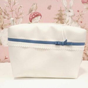 Bolsa de Cosméticos " Bege e Azul Velho "
