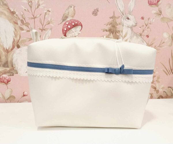 Bolsa de Cosméticos " Bege e Azul Velho "