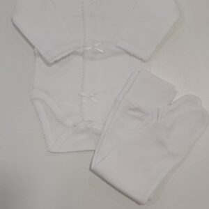 Conjunto Body e Collant Branco com Lacinho