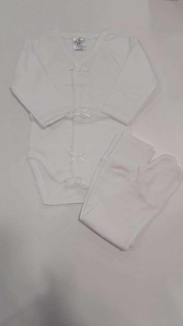 Conjunto Body e Collant Branco com Lacinho