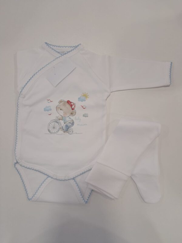 Conjunto Body com Collant Interior "Urso Ciclista"
