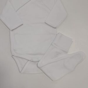 Conjunto Body e Collant Interior Branco e Cinza