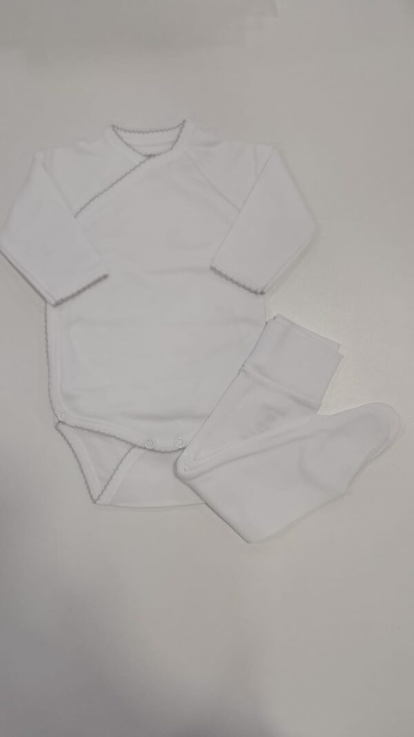 Conjunto Body e Collant Interior Branco e Cinza
