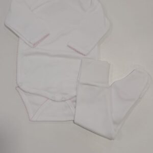 Conjunto Body e Collant Interior Branco e Rosa